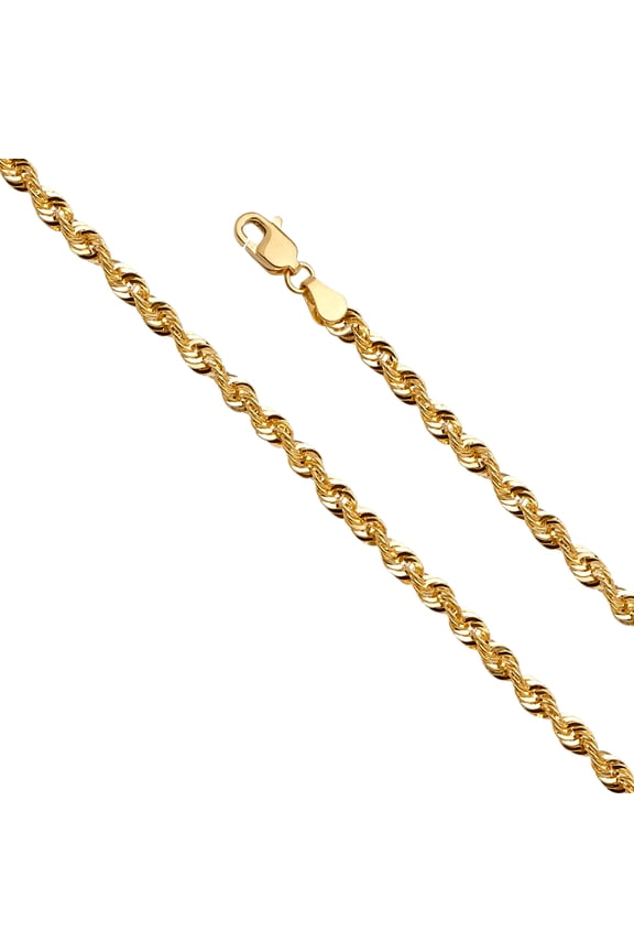 14k Yellow Gold-Hollow 3.3mm French Twist Rope Chain Link Necklace 18" Jewelry Female Unisex