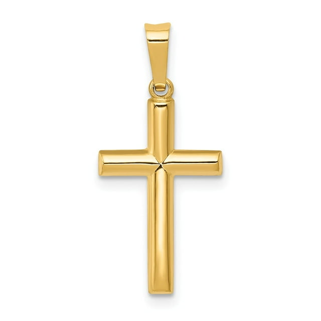 14k Yellow Gold Hollow Cross Pendant Charm - Walmart.com