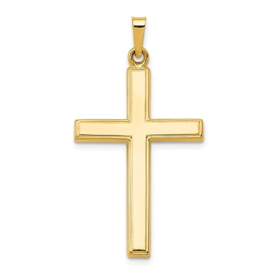 14k Yellow Gold Hollow Cross Pendant Charm