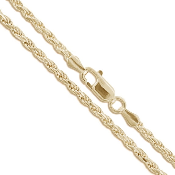 14k Yellow Gold-Hollow Diamond-Cut Rope Link Chain 2.5mm Necklace 30" Jewelry Female Unisex