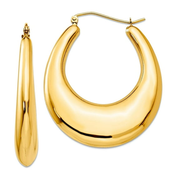 14k Yellow Gold Hollow Hinged post Polished Hoop Earrings 22x7mm Wide Hoop Earring for Women