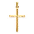 thumbnail image 1 of 14k Yellow Gold Hollow Hollow Diamond-cut Cross Charm Pendant, 1 of 7