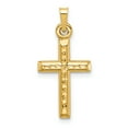 thumbnail image 1 of 14k Yellow Gold Hollow Hollow Diamond-cut Cross Charm Pendant, 1 of 7