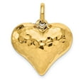 thumbnail image 1 of 14k Yellow Gold Hollow Polished Hammered Medium Puffed Heart Charm, 1 of 4