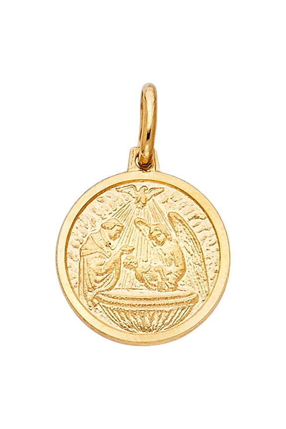 14k Yellow Gold Holy Baptism Pendant Salvation Realistic Detail Infant Charm Jewelry Female Unisex