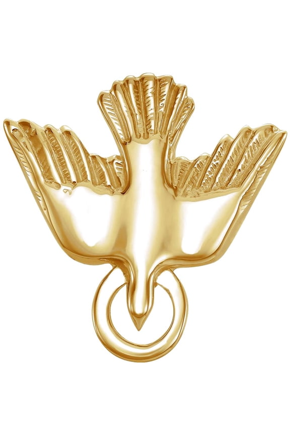 14k Yellow Gold Holy Spirit Pendant Necklace 15mm Pendant for Women - 1.5 Grams