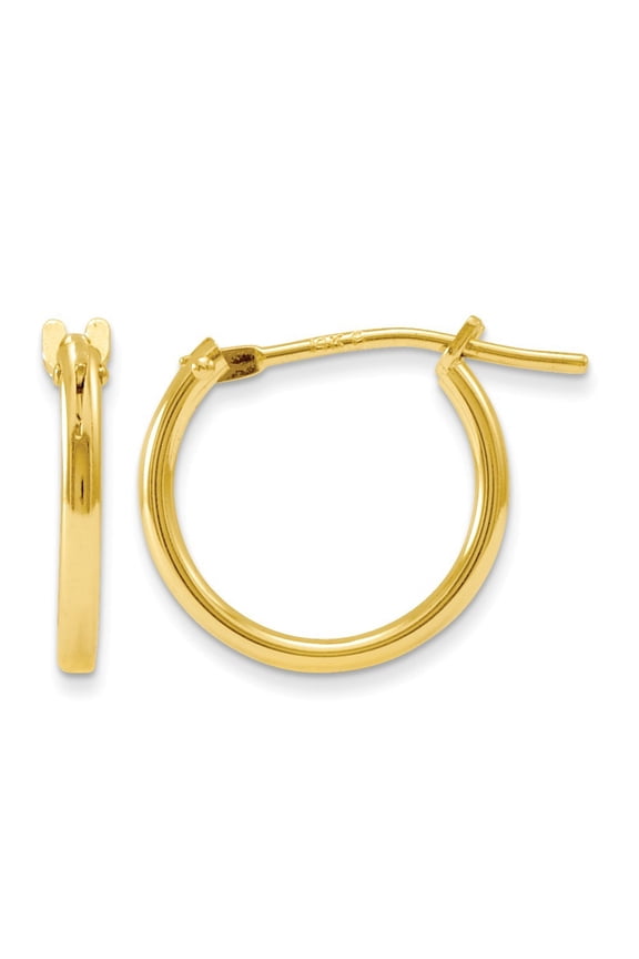 14k Yellow Gold Hoop Childrens Earrings - Measures 10x12mm