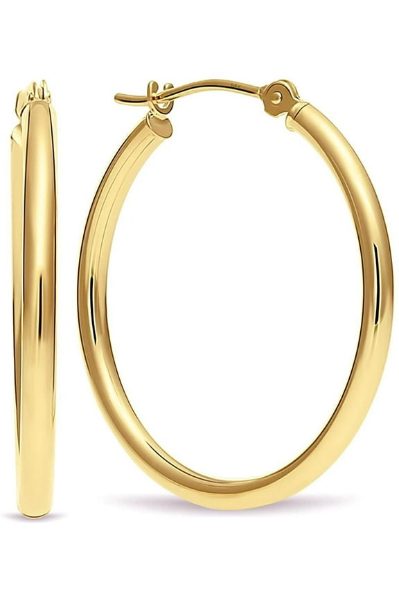 14k Yellow Gold Hoop Earrings, Timeless Style for Women Perfect for Daily Wear and Special Occasions