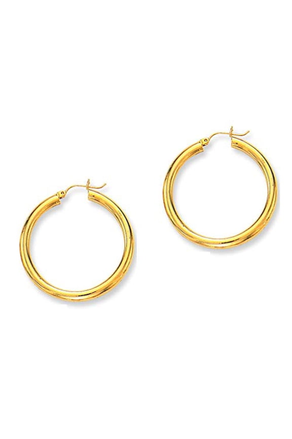 JewelStop 14K Yellow Gold Hoop Earrings - 4x40mm, (3/16 Inches x 1 9/16 Inches)