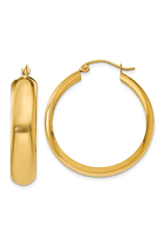 14k Yellow Gold Hoop Earrings for Women, Classic Round High Polish Design, Elegant Everyday Jewelry, Simple Minimalist Fashion Style, Timeless Versatile Gold Hoops