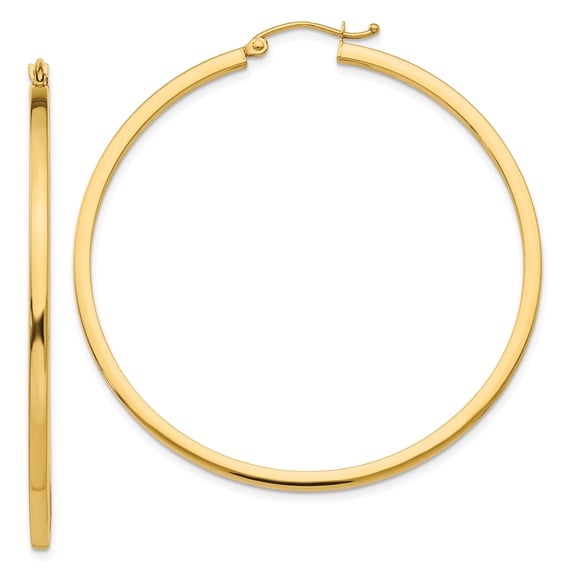 14k Yellow Gold Hoop Earrings for Women, Lightweight Round Design with High-Polish Finish, Classic Minimalist Style, Fashion Jewelry for Everyday or Special Occasions