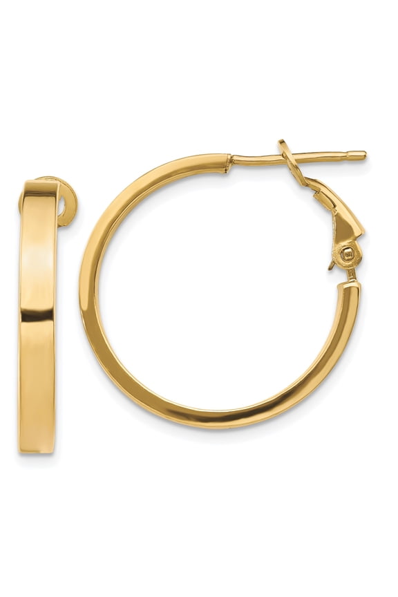 14k Yellow Gold Hoop Earrings for Women, Polished Lightweight Tube Style with Hinged Snap Back, Classic Modern Fine Jewelry for Everyday Wear or Special Occasions