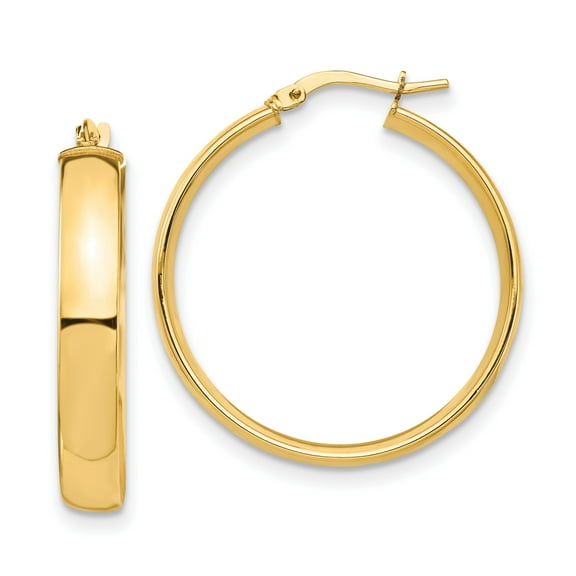 14k Yellow Gold Hoop Earrings for Women, Classic Round Polished Design, Lightweight Minimalist Style, Real Gold Fashion Jewelry for Everyday Wear
