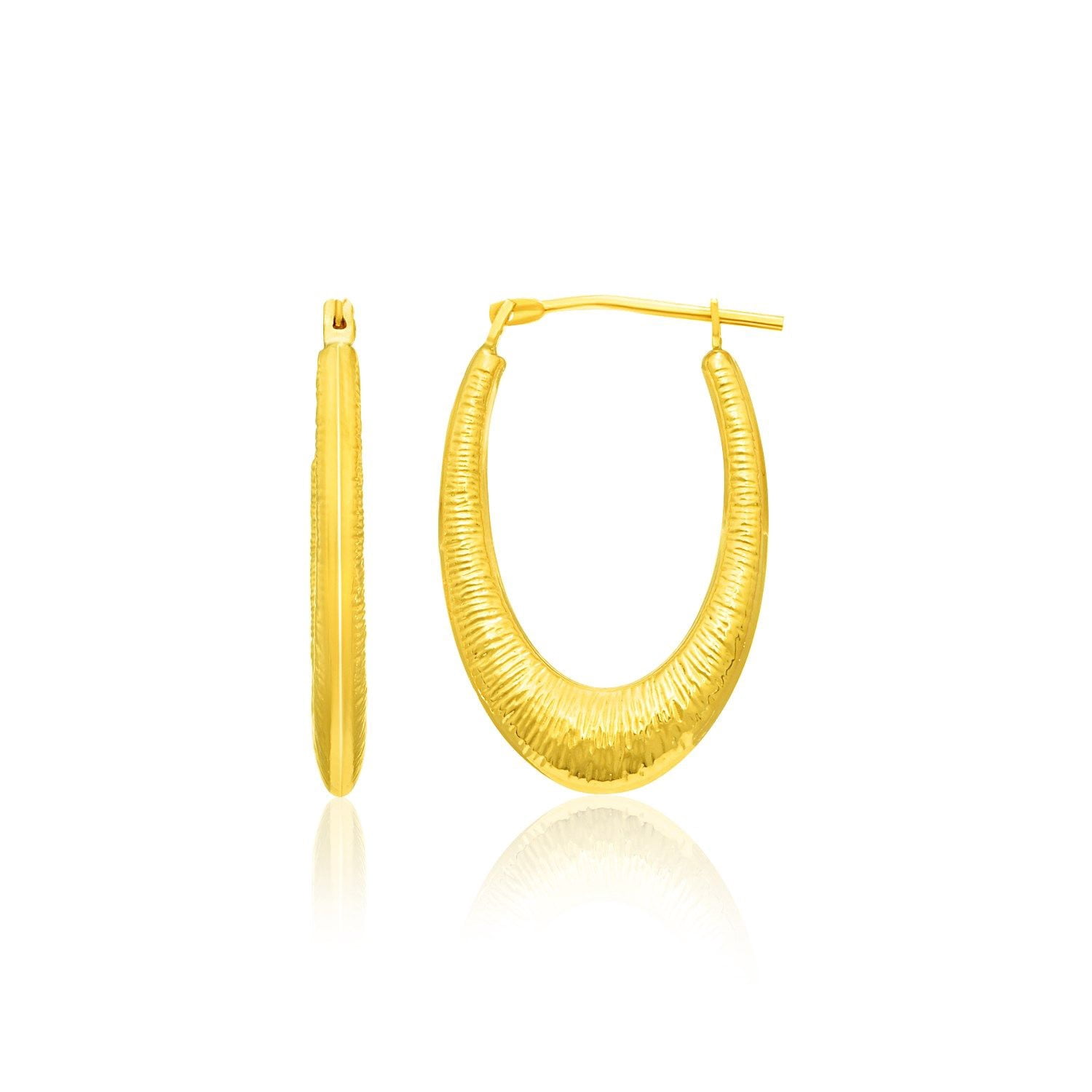 14k Yellow Gold Hoop Earrings in a Graduated Texture Style - Walmart.com
