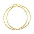 thumbnail image 1 of 14k Yellow Gold Hoop Etched Texture Hinge Clasp Circle Round Earrings Jewelry Female Unisex, 1 of 3