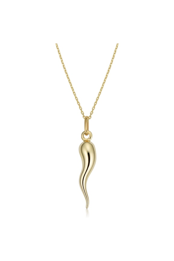 KoolJewelry 14k Yellow Gold Horn Necklace (18 Inch)
