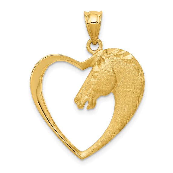 14k Yellow Gold Horse Pendant Charm