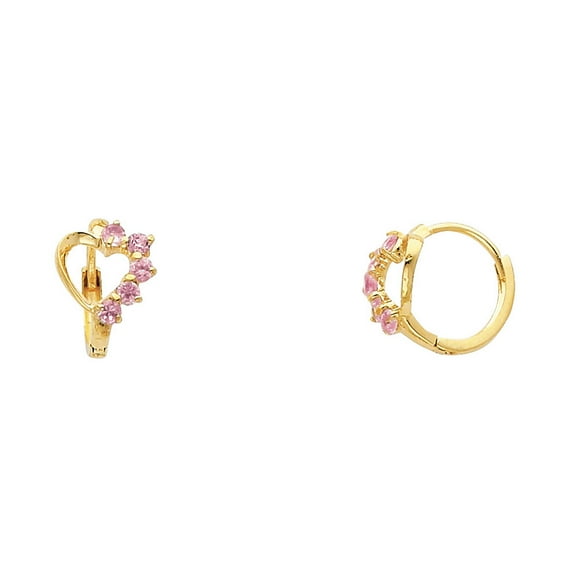 14k Yellow Gold Huggies Earrings Heart Huggies Earrings, (10mm x 10mm)