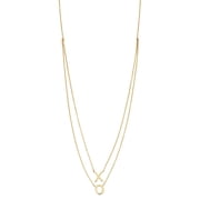 KoolJewelry 14k Yellow Gold Hugs and Kisses Layered Adjustable Length Necklace adjusts to 17" or 18"
