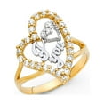 thumbnail image 1 of 14k Yellow Gold I Love You Heart Ring Love Band CZ Curve Promise Ring Stylish Polished Size 6, 1 of 1