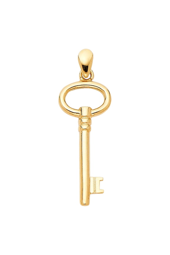 14k Yellow Gold I Love You Skeleton Key to My Heart Pendant Vintage Charm Jewelry Female Unisex