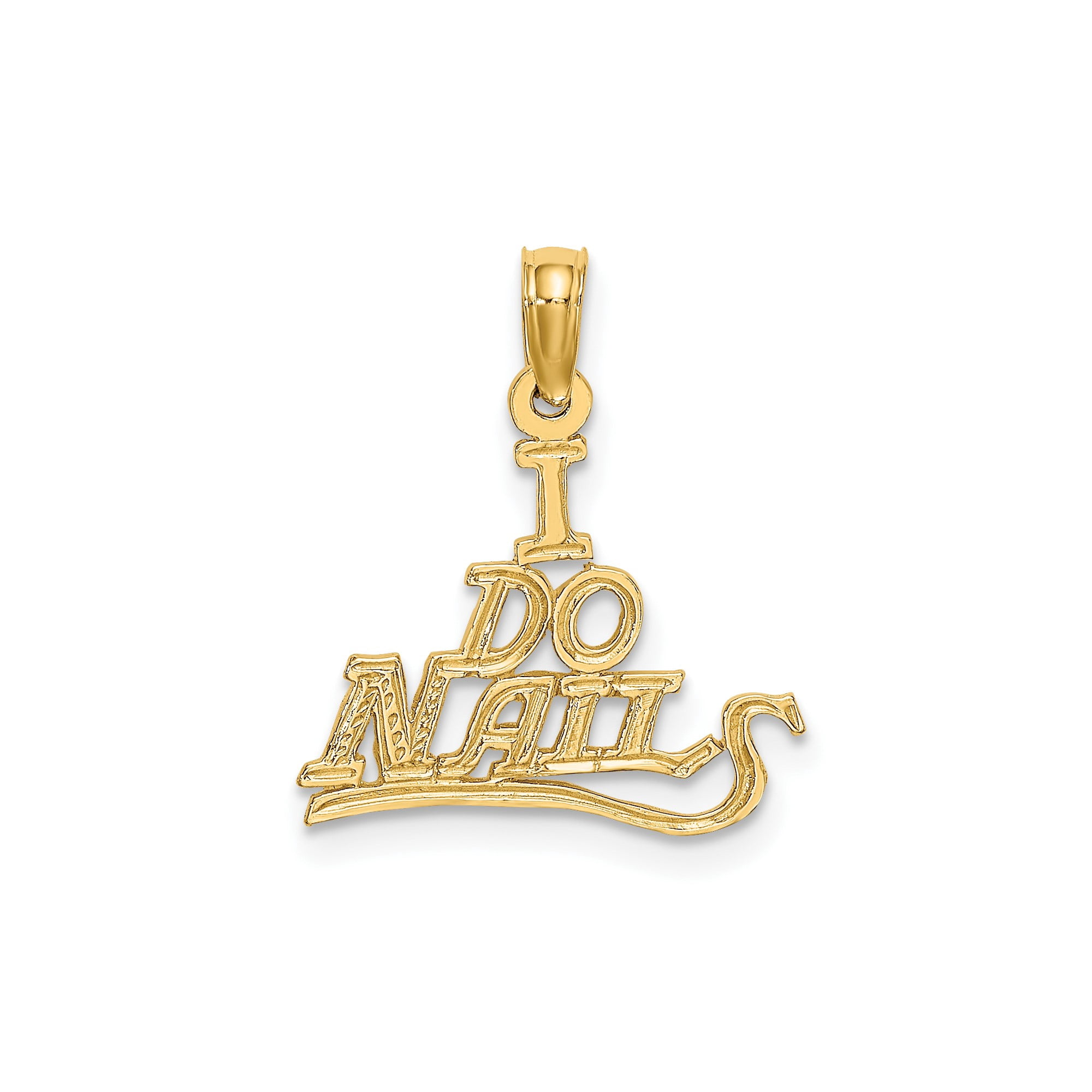 14k Yellow Gold I Do Nails Pendant for Women, Bold Statement Necklace Charm for Nail Technicians, Salon Jewelry for Beauty Professionals, Career Pride Accessory