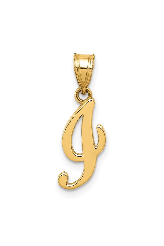 14k Yellow Gold I Script Initial Pendant Fine Jewelry For Women Gifts For Her