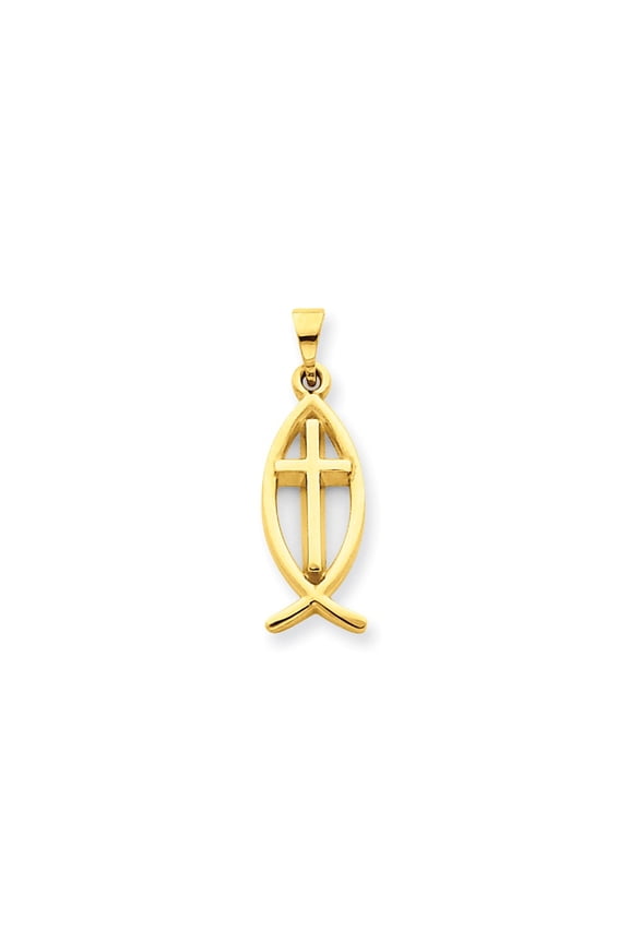 14k Yellow Gold Ichthus Fish Pendant