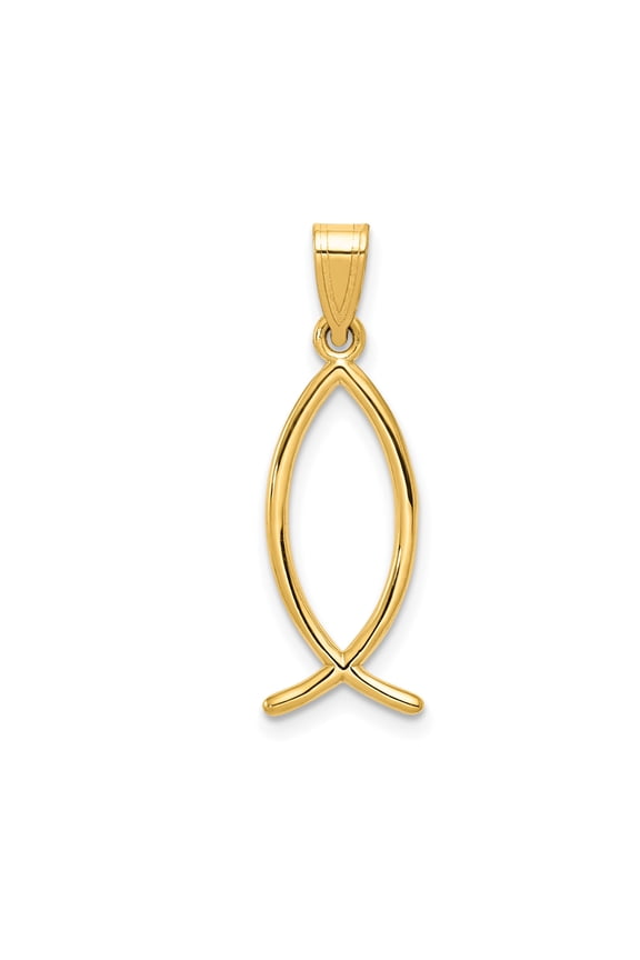 14k Yellow Gold Ichthys Fish Pendant, Christian Symbol for Women and Men, Jewelry Stores Network