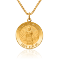 thumbnail image 1 of 14K Solid Yellow Gold Infant of Prague Medal Necklace Chain Pendant Charm with chain 20inch, 1 of 8