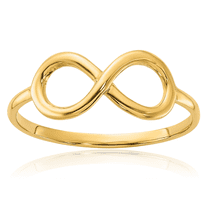 14K Solid Yellow Gold Infinity Twisted Love Knot Symbol Woven Crisscross Band Statement Ring
