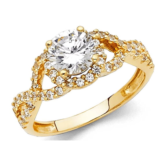 14k Yellow Gold Infinity Halo CZ Engagement Ring Anniversary Infinity CZ Band Bridal Side Stones Size 7