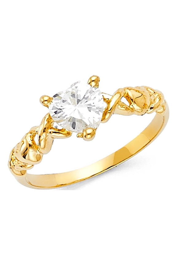14k Yellow Gold Infinity Heart Ring CZ Love Band Twisted Style Promise Ring Polished Fancy Size 7.5
