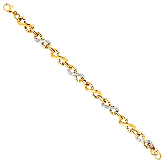 14k Yellow Gold Infinity Hollow Bracelet Link Bracelet for Women - 7.1 Grams