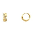 thumbnail image 1 of 14k Yellow Gold Infinity Huggie Hoop Studded Wave Braid Circle Earrings Jewelry Female Unisex, 1 of 3