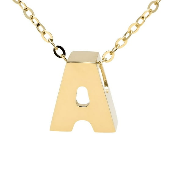 14k Yellow Gold Initial A Pendant With Chain
