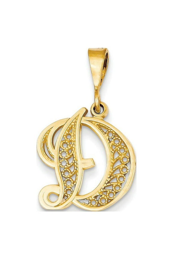 14k Yellow Gold Initial D Charm