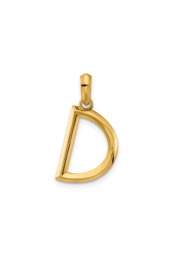 14k Yellow Gold Initial D Pendant Charm, Polished Block Letter Necklace for Women or Unisex Wear, Custom Monogram Jewelry Symbolizing Identity, Minimalist Alphabet Accessory