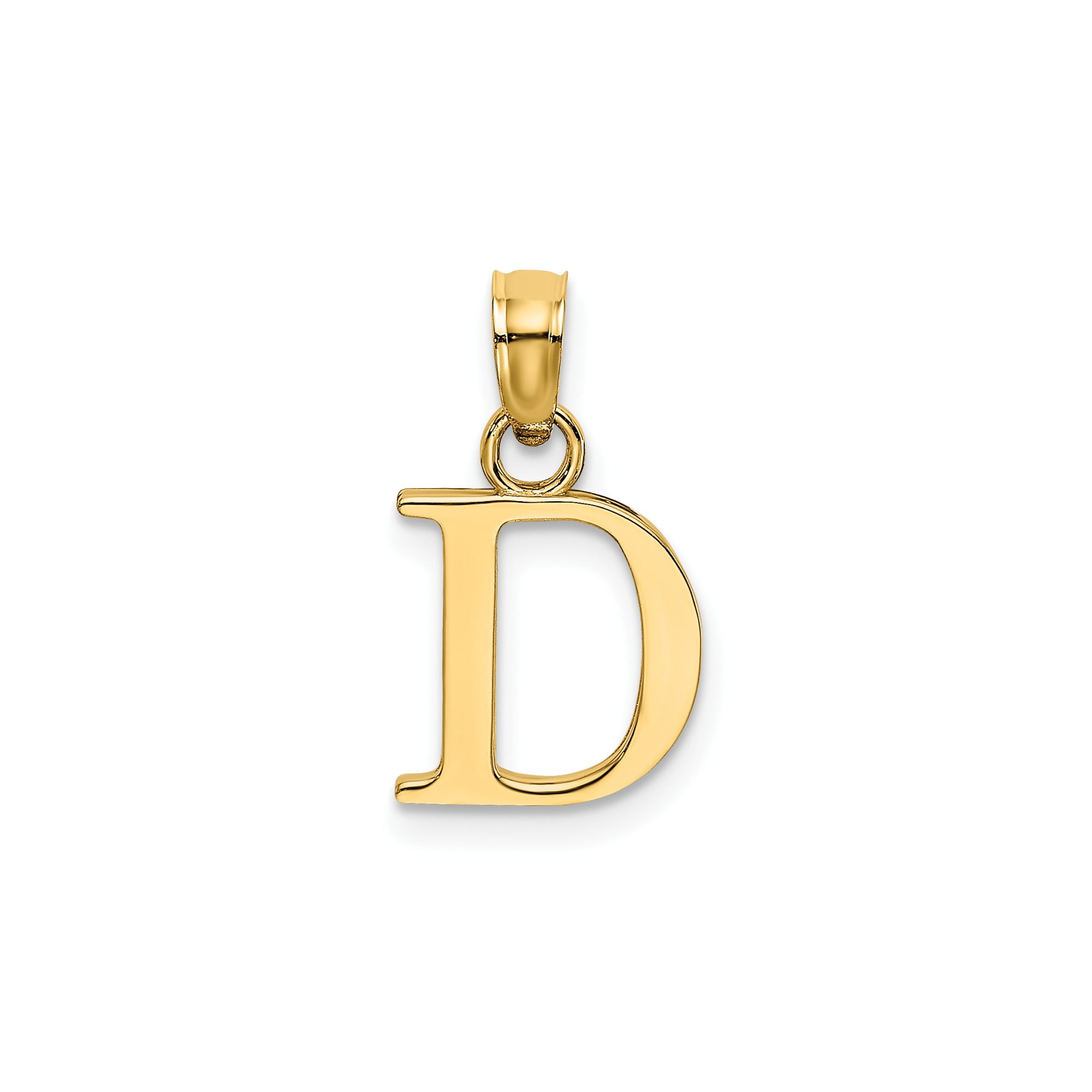 JEWELRY STORES NETWORK 14k Yellow Gold Initial D Pendant Charm for Women, Polished Block Letter Design, Monogram Necklace Accent, Personalized Alphabet Jewelry for Daily Wear