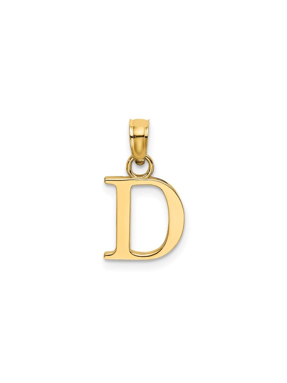 14k Yellow Gold Initial D Pendant Charm, Polished Block Letter for Women, Jewelry Stores Network