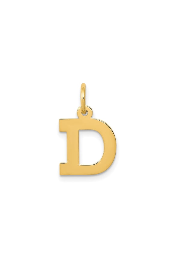 14k Yellow Gold Initial D Pendant Charm for Women or Unisex, Polished Block Letter Necklace, Minimalist Personalized Jewelry, Custom Identity Accessory for Daily Wear or Layering