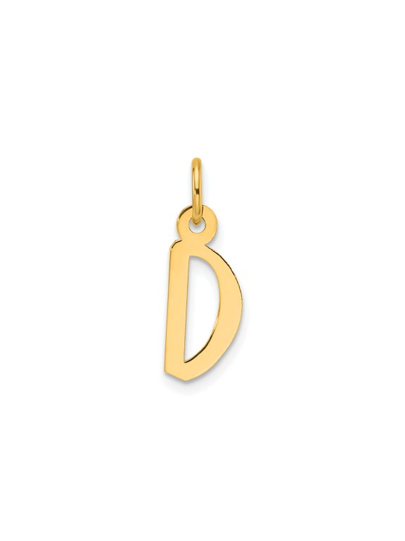 14k Yellow Gold Initial D Pendant Charm for Women or Unisex, Polished Alphabet Jewelry for Necklace or Bracelet, Custom Identity Symbol