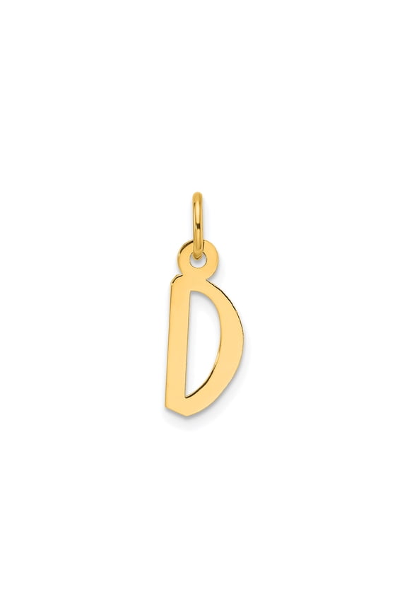 14k Yellow Gold Initial D Pendant Charm for Women or Unisex, Polished Alphabet Jewelry for Necklace or Bracelet, Custom Identity Symbol