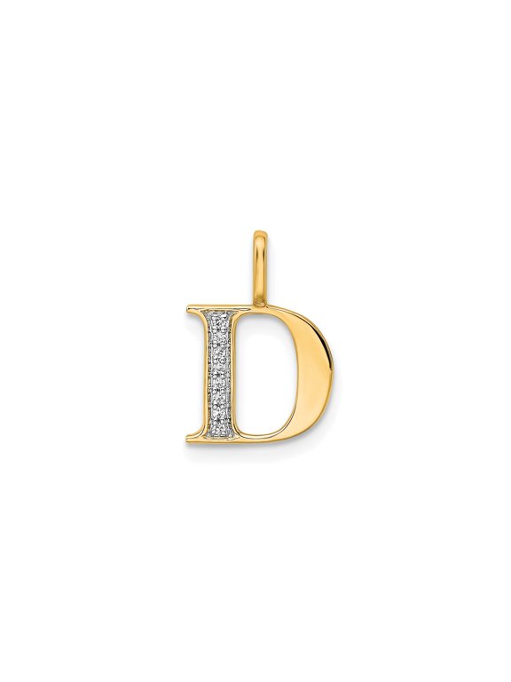14k Yellow Gold Initial D Pendant for Women with Pav Diamond Accents, Script Letter Charm, Polished Monogram Necklace, Custom Alphabet Jewelry, Dainty Identity Symbol