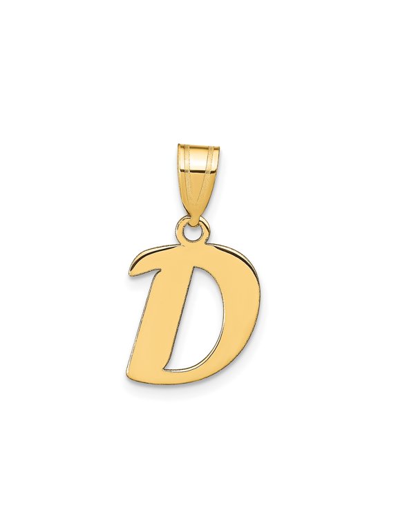 14k Yellow Gold Initial D Pendant for Women or Unisex Wear, Polished Script Letter Charm, Bold Monogram Necklace Accessory, Real Gold Alphabet Symbol Jewelry