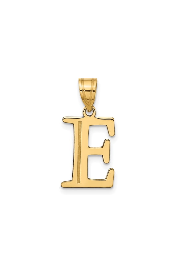 14k Yellow Gold Initial E Pendant for Women or Unisex Wear, Bold Serif Letter Necklace, Personalized Monogram Jewelry, Real Gold Alphabet Charm for Everyday or Special Occasion Fashion