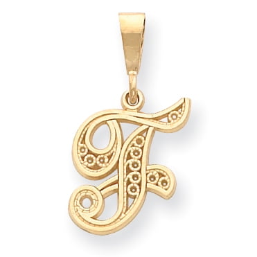 14k Yellow Gold Initial F Charm Pendant