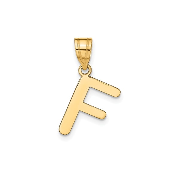 14k Yellow Gold Initial F Pendant Charm for Women or Unisex Wear, Polished Block Letter Necklace Accent, Solid Gold Alphabet Monogram Jewelry for Personal Style or Name Identity