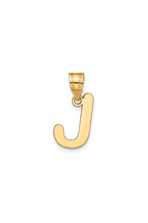 14k Yellow Gold Initial J Pendant Charm for Women or Unisex, Polished Alphabet Jewelry for Necklace, Simple Capital Letter Necklace Accessory