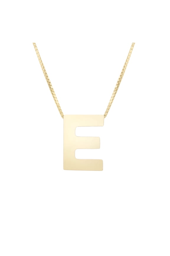 14k Yellow Gold Initial Letter E Pendant Necklace, 18"